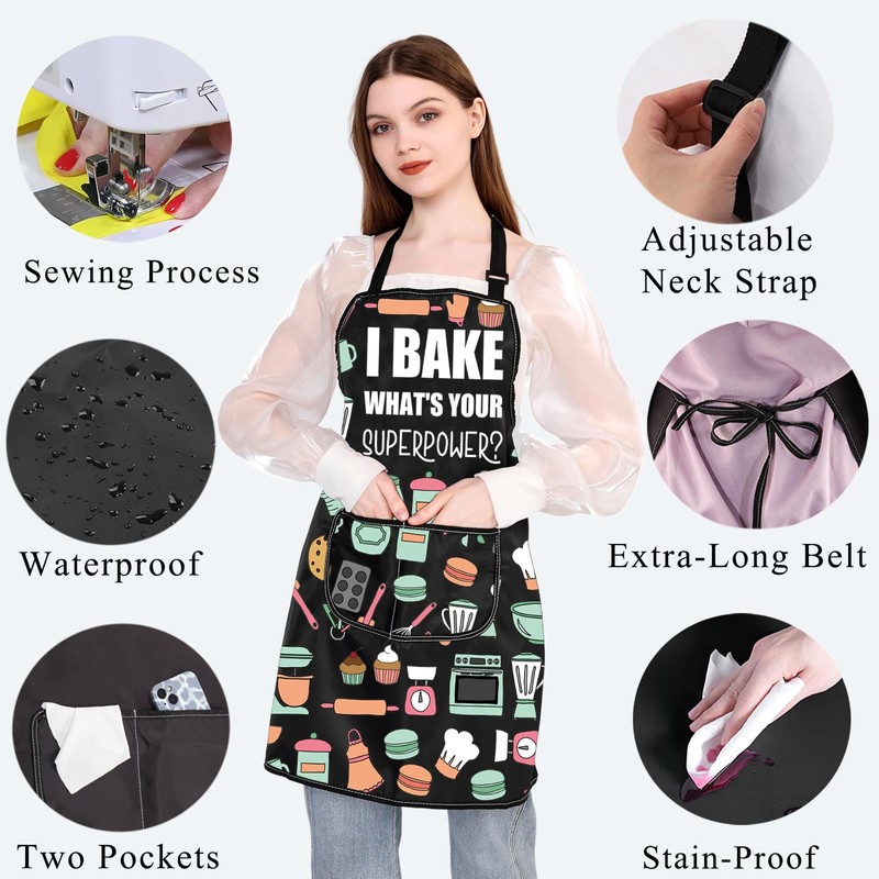 PLITI Baking Apron With Pocket for Best Baker Eve Gift