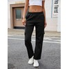 QIBABU Womens Fleece Cargo Sweatpants Casual Baggy Wide Leg Jogger