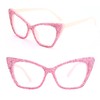 ICARA Rhinestone Cat Eye Reading Glasses Womens Cute Computer Blue