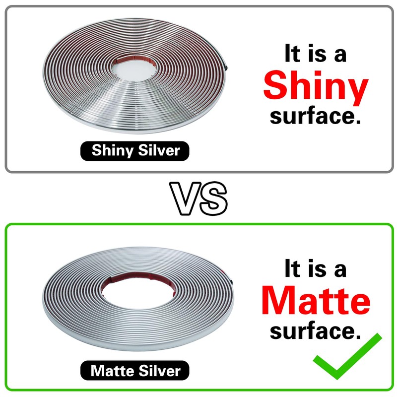JSIWOTH Peel and Stick Trim, Matte Silver D-Shape Flexible and
