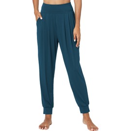 GYS Women Pajama Pants Bamboo Viscose High-Waist Soft Sleep Bottoms with Pockets, Lake Blue, Small