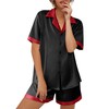 Ekouaer Womens Silk Satin Pajamas Set Button Down Short Sleeve