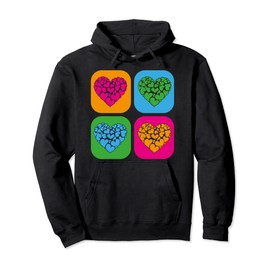 Heart Shape Love Colorful Hearts Pop Art Heart Pullover Hoodie