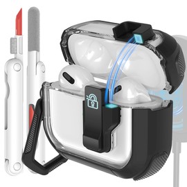 Cmgoe for Airpod 3 Case Cover with Snap Switch, Shockproof Clear Protective Earphone Cover Compatible with Airpods 3rd Gen Case for Men,Upgraded Hard Earbuds Protector Guard with Cleaning Kit