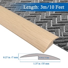 Floor Transition Strip Self Adhesive Carpet & Flooring Transitions Edging Trim Strip PVC Threshold Transitions Suitable for Threshold Height Less Than 5mm (10Ft, Wood Grain Beige-New)