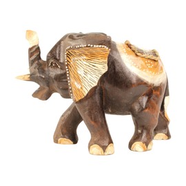 Brave Wings Hand Carved Wooden ~ Elephant 23cm Long ~ Ornament Sculpture Figurine Statue Unique Table Decoration Home Decor ~ 2646