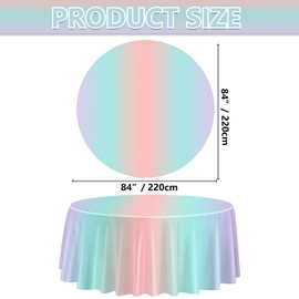 APUXXJUPA 3 Pcs Pastel Rainbow Tablecloths, 84 x 84 Inches Round Colorful Tablecloth Party Decorations for Girls Birthday Party Supplies Weddings Baby Showers