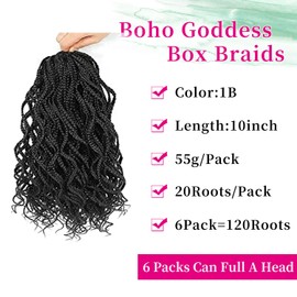 Fulang Hair 6 Packs Crochet Braids Hair Extensions for Black Women Natural Black Box Braids Crochet Hair Box Braids Messy Synthetic Braiding Hair for Women