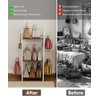 Tuohours 3-Tier Purse Organizer Rack, Iron & Wood Floor-Standing Bag