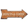 Donuts and Coffee Arrow Metal Sign - Retro Diner Sign