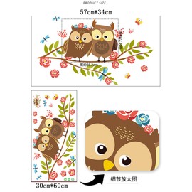 Traziewell Wall Decoration Wall Sticker Forest Animals Owl Trees Branch Wall Sticker Flowers Wall Sticker Bedroom Wall Decoration for Living Room Hallway 0512