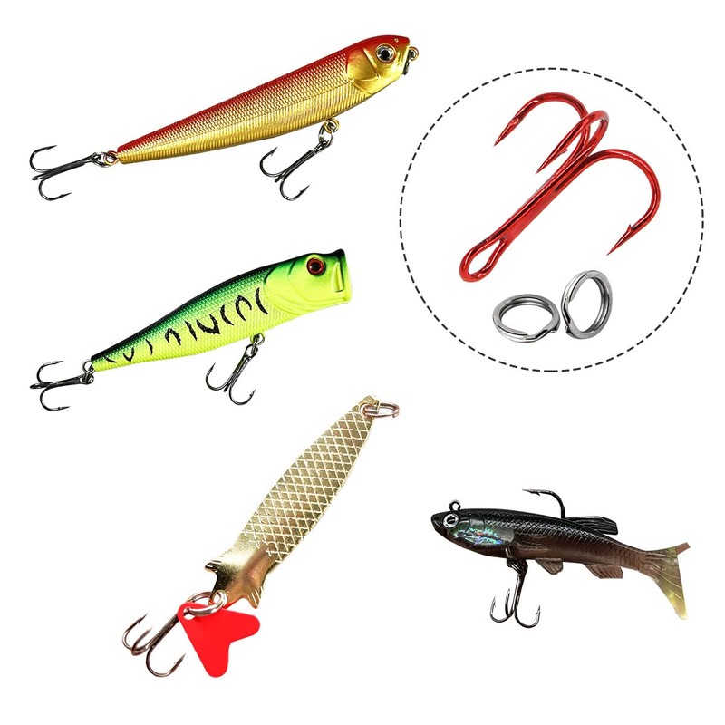 UperUper 200 Pack Fishing Treble Hooks Kit High Carbon Steel