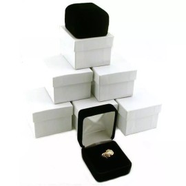 FindingKing 6 Black Velvet Ring Boxes Jewelry Counter Gift Display