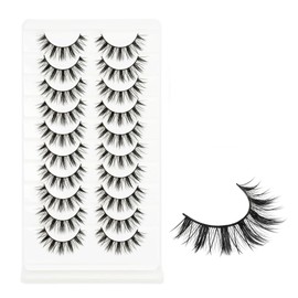 Obeyalash Manga Lashes False Eyelashes - Faux Cils Natural Anime Look Faux Mink Fiber, Trimmable Cotton Band,10 Pairs Fake Eyelashes Japanese Korean Asian Strip Lashes (BY21