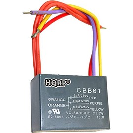 (5uf+6.5uf+6.5uf 5-Wire) - HQRP Ceiling Fan Capacitor CBB61 5uf+6.5uf+6.5uf 5-Wire plus HQRP Coaster