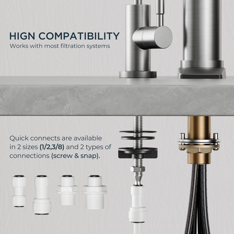 FORIOUS Kitchen Faucet and Water Filter Faucet Combo, Brushed Nickel