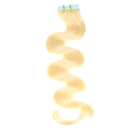 hair2heart Tape In Extensions Real Hair 50 cm 2.5 g Strands Wavy Colour 60 Platinum Blonde Pack of 20