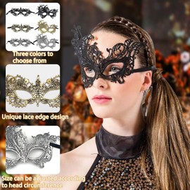 Pack of 6 Masquerade Ball Mask Lace Prom Mask Carnival Venetian Mask Venetian Half Face Mask for Costume Party Cosplay Women