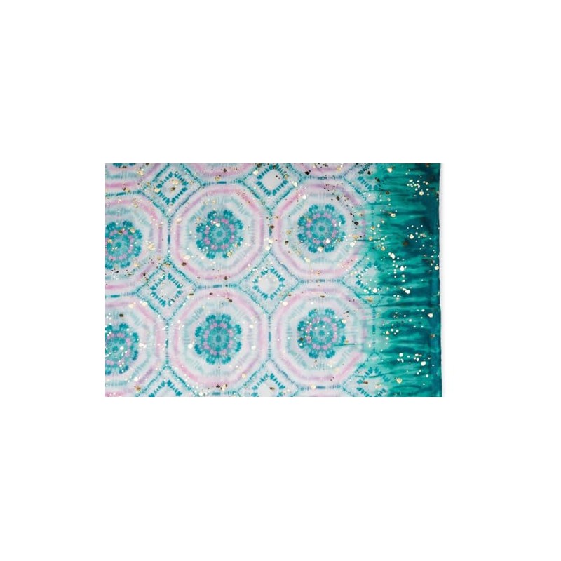 styleBREAKER 01016230 Women's Scarf Batik Pattern with Metallic Stripes, Lightweight