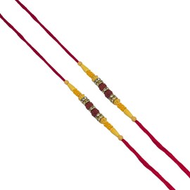 WhopperIndia Set of 2 Rakhi | Double Rudraksha with Beads Rakhi | Rakshabandhan Rakhi | Rakhi for Brother | Rakhi Bracelet | Rakhi for Bhaiya | Rakhi gift for brother | bhaiya bhabhi rakhi set