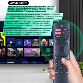 Voice Remote Control Replacement for Sharp/Hisense Android Smart TV Sub Remote ERF3A69S ERF3I69H ERF3N69H ERF3F69V ERF3A69 ERF3B69S ERF3B69 ERF3R69H ERF3I69V