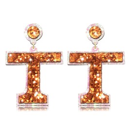 Game Day Earrings Football Sports Glitter Lighteright Game Day Letter T Drop Dangle Earings for Women