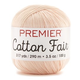 Premier Yarns Cotton Fair, Cotton/Acrylic Blend, Yarn for Crocheting and Knitting, Fine Weight, Machine Washable Yarn, Blush, 3.5 oz, 317 Yards
