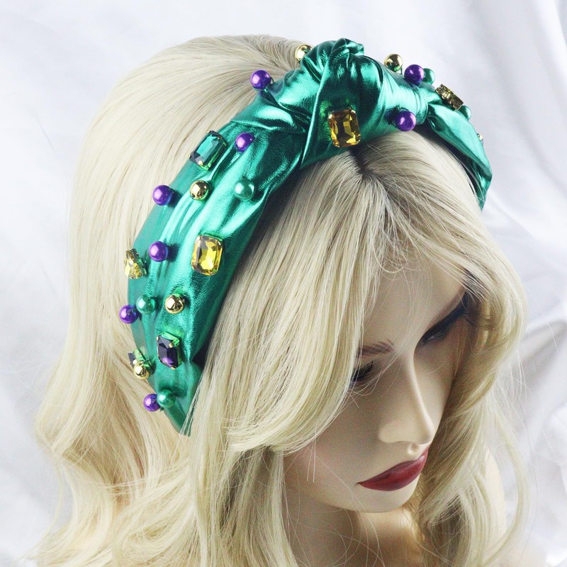 Brihasory St. Patrick’s Day Rhinestone Headbands for Women Boho Wide