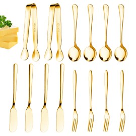 Cheese Butter Spreader Knife Set Charcuterie Accessories Charcuterie Boards Accessories Charcuterie Utensils Stainless Steel Spreader Knives Small Serving Tongs Mini Forks and Spoons for Pastry Making