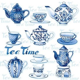 20 Napkins Tea Service Blue/White | Vintage | Tea | Drink | Nostalgia | Decoupage | Craft | Table Decoration 33 x 33 cm