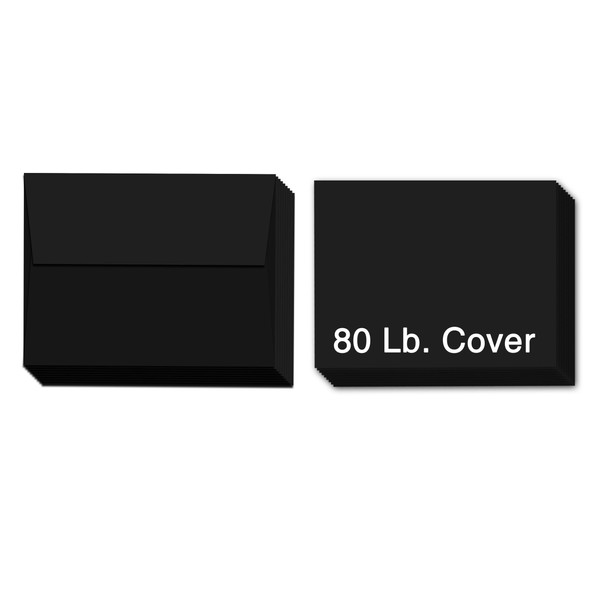 Heavyweight Blank Black Note Cards and Envelopes (Unfolded) | 25 Cards and Envelopes Per Pack | 4 1/4” x 5 1/2” Inches (A2)