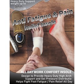 Trustfeet Work Insoles for Men Women, Anti-Fatigue Heavy Duty Arch Support Insoles for Standing All Day, Comfort Shoe Inserts with Gel, Work Boot Inserts-L