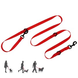 Multifunctional Hands Free 6.5ft Nylon Adjustable Training Crossbody Dog Leash for Small/Medium/Walking Running Hiking Dog Leash (Red)
