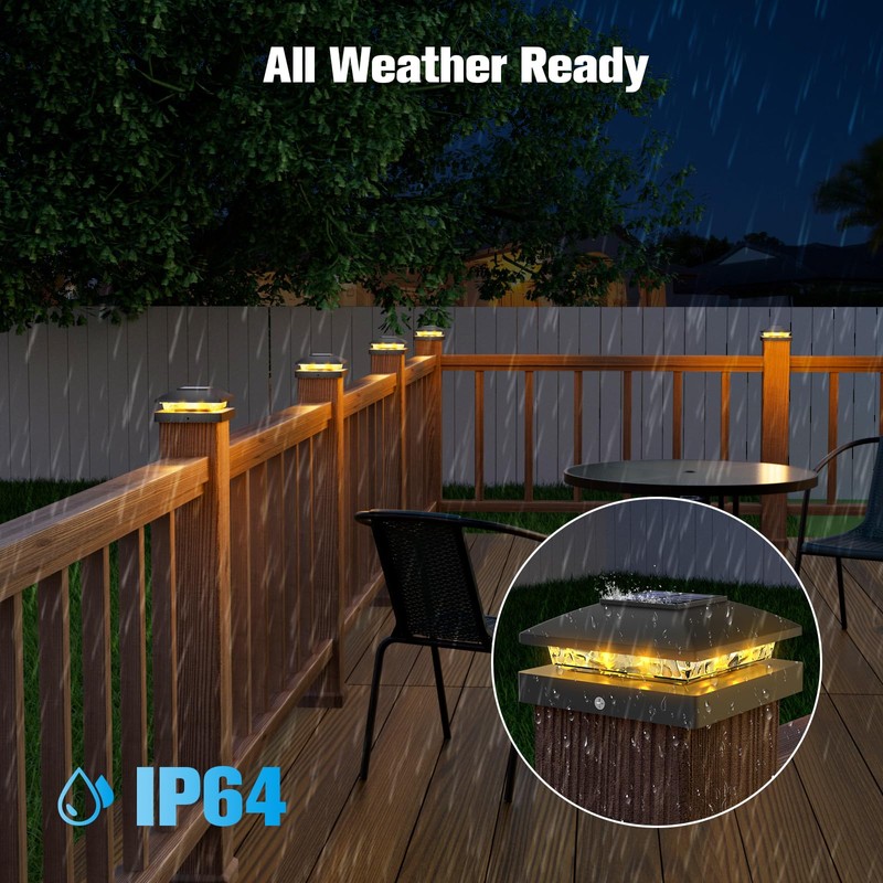 VOLISUN 4x4 Solar Post Cap Light 16pack,Solar Fence - Post