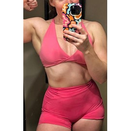 Aoxjox Women's Workout Sports Bras Fitness Sienna Low Impact Bra Yoga Crop Tank (Azalea Pink, Small)