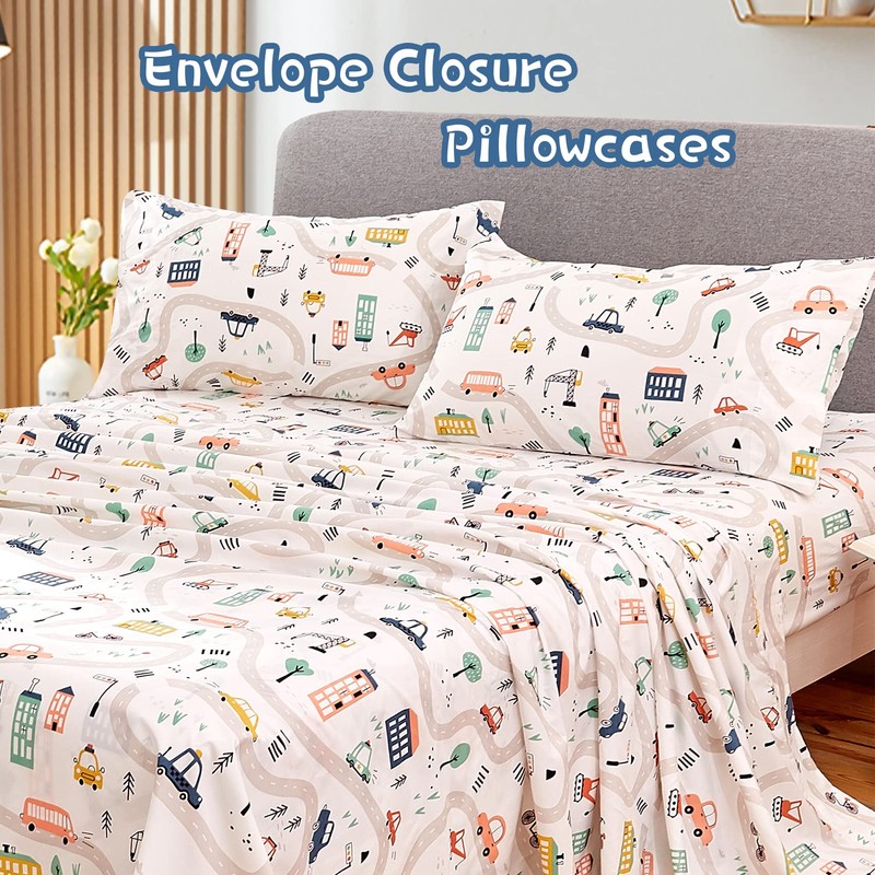 JSD Car Kids Printed Sheet Set Full Size, 4 Piece