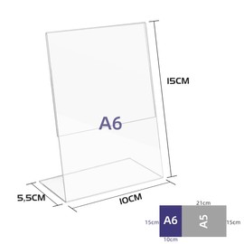 TAPKUA Display Table Stand, Table Stand, Transparent Acrylic Sign Holder for Brochures, Menu Card, Advertising, Photo Frame (Pack of 12 - A6)