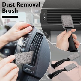 Newellsail Double Head Car Cleaning Brush 2 in 1 Car Interior Detailing Brush Car Dust Brush for Cleaning Air Vent Dashboard Seat 2 Pieces (Black)