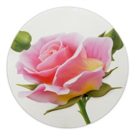 Novel Merk Flower Vinyl Stickers - 3” Round Individual Decals for Laptop, Water Bottle, Party Favors, & Decor - Waterproof & Repositionable (Pink Rose 1 Pack)