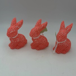 Eclectic Easter Bunnies Rabbits Colorful Unique Spring Decor 3D Printed Set Of 3 Pink