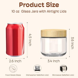 2 pack 10oz Overnight Oats Containers with Bamboo Lids, Glass Jars with Airtight Lids for Meal Prep, Wide Mouth Mason Salad Jars, Glass Food Storage Container for Yogurt Chia Snacks Spice Sugar