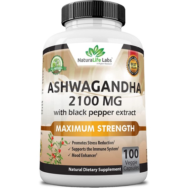 Organic Ashwagandha 2,100 Mg - 100 Vegan Capsules Pure Organic Ashwagandha Powde