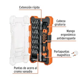 Truper JOY-32, Juego con desarmadores de precisión, punta intercambiable, 32 pzas