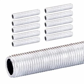 Threaded Pipe M10x1 10x Iron Tube Lamp Tube Galvanised Pack of 10 (100 mm)