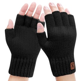 LADES Fingerless Gloves Thermal Winter Gloves Warm Knitted Half Finger Gloves Mittens for Men Women Typing Driving Working