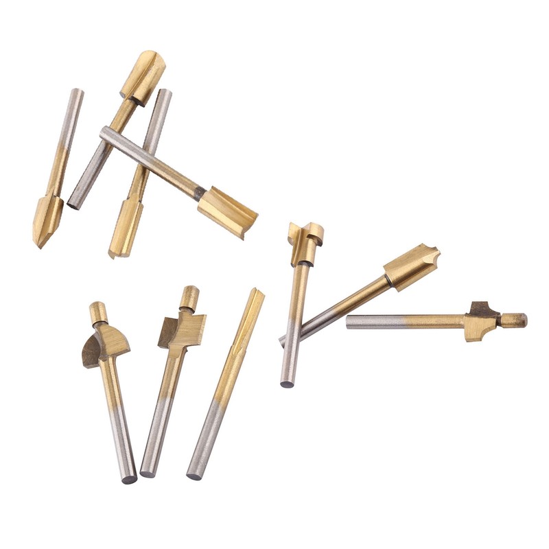 10pcs HSS Titanium Coated Woodworking Edge Cutters Trimmer Router Machine
