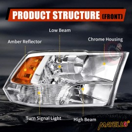 mayello 4PCS Red Smoke TailLights+ Headlights Set For 2009-2018 Dodge Ram 1500 2500 3500