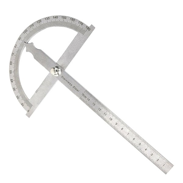 1 x Stainless Steel Protractor, 0-180° Round Head Protractor, Degree