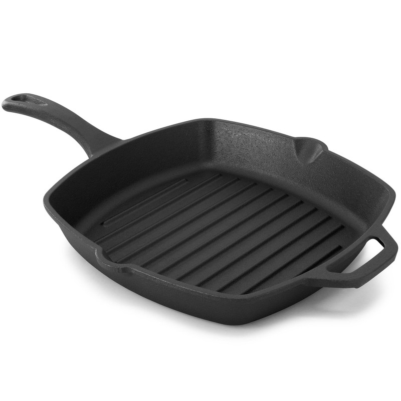 Megachef 10.4 Inch Pre-Seasoned Cast Iron Griddle with Tempered Glass