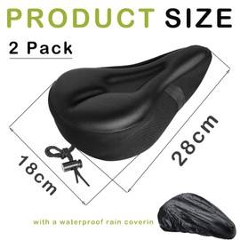 2 Pack Gel Padded Bike Seat Cover for Men Women,Bike Accessories for Men with Waterproof Rain Cover,Bicycle Saddle Cushion,Bike Seat Cushions for Outdoor & Indoor,Extra SoftBike Saddle Seat Cushion